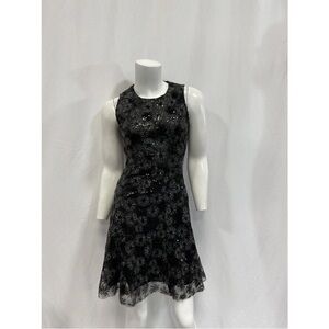 Maje Black Floral Lace Mini Dress